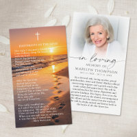 Beach Sunset Footprints Photo Remembrance Card