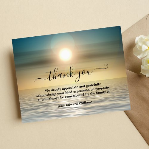 Beach Sunset Funeral Bereavement Thank You Cards 