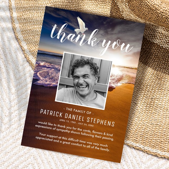 Beach Sunset Funeral Thank You Card (Creator Uploaded)