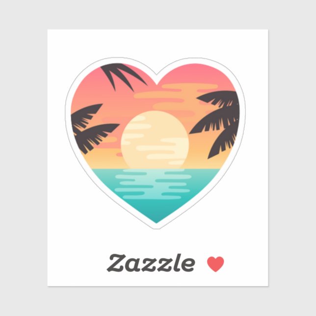 beach sunset heart  sticker (Sheet)