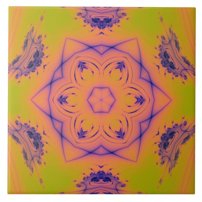 Beach Sunset High Contrast Mandela Ceramic Tile (Front)