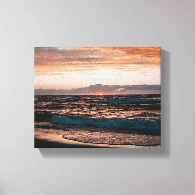 Beach sunset image on canvas print (Front)
