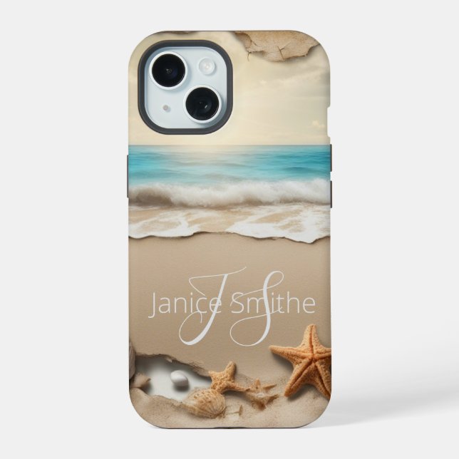 Beach Sunset Monogram Iphone Case (Back)