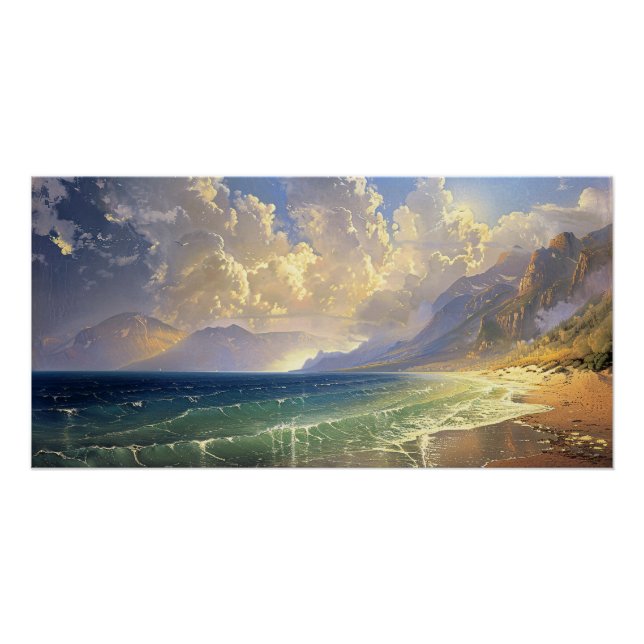 Beach Sunset Moody Landscape Painting Decoupage Poster (Front)