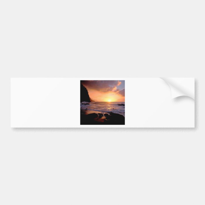 Beach Sunset Na Pali Coast Hawaii Bumper Sticker