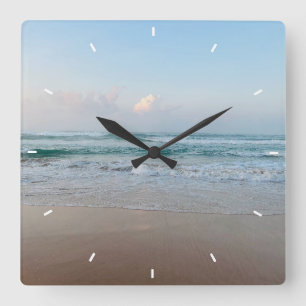 Beach Sunset Ocean Coastal Decor Tropical gift Square Wall Clock