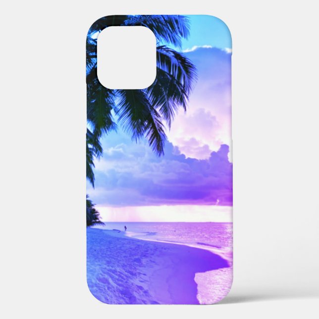 Beach Sunset ocean sand palm tree Maldives Miami Case-Mate iPhone Case (Back)