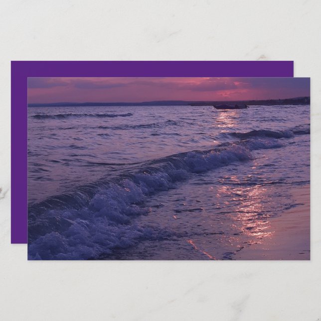 Beach sunset ocean sea cloudy sky scrapbook paper (Front/Back)