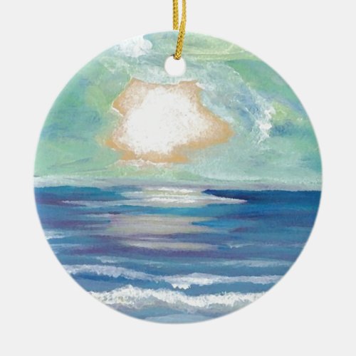 Beach Sunset Ocean Sea Surf Sun Gifts Ceramic Ornament