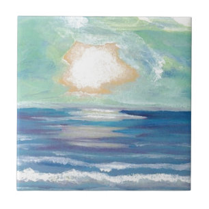 Beach Sunset Ocean Sea Surf Sun Gifts Ceramic Tile