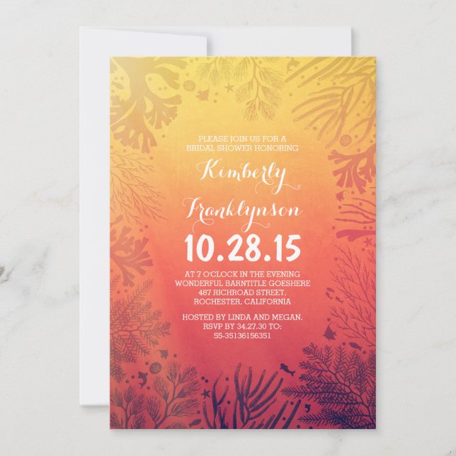 Beach Sunset Ocean Underwater Bridal Shower Invitation (Front)