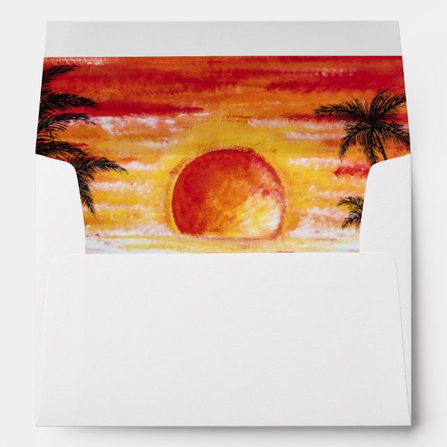Beach Sunset Palm Tree Envelope (Back (Bottom))