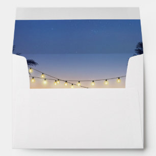 Beach Sunset Palm Tree String Lights 5x7 Invite Envelope