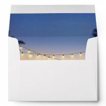 Beach Sunset Palm Tree String Lights 5x7 Invite Envelope Beach Sunset Palm Tree String Lights 5x7 Invite Envelope
