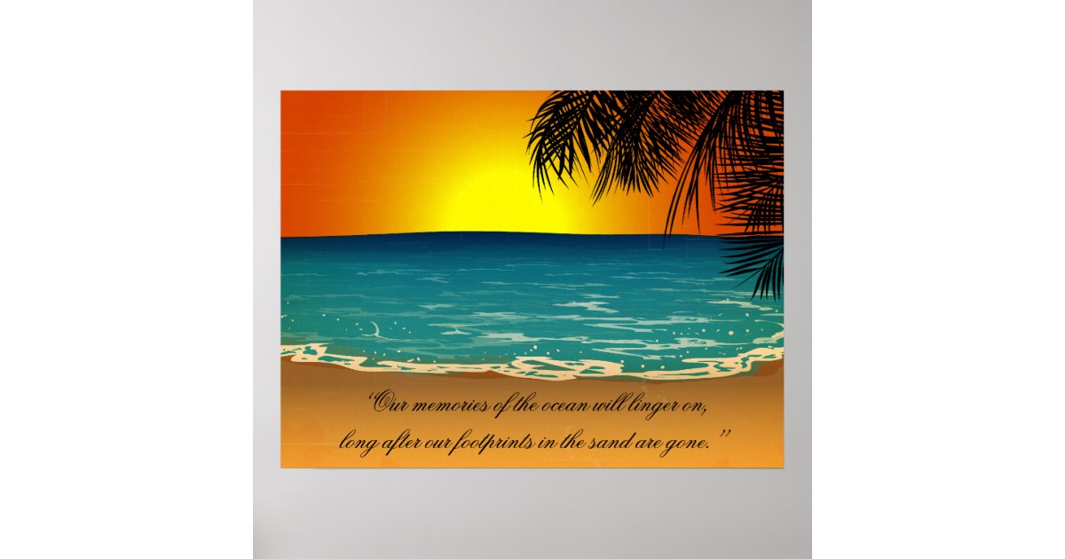 Beach Sunset Palm Trees Beach Quote Poster Zazzle Com