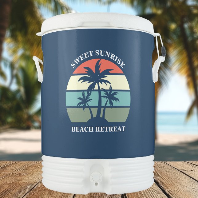Beach Sunset Palm Trees Custom Hotel Beverage Cooler (Creator Uploaded)