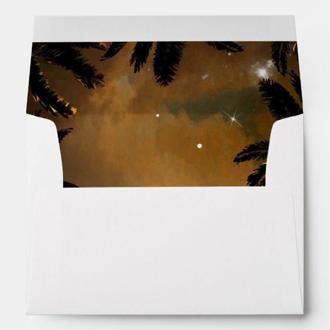 Beach Sunset Palms Romantic Wedding Envelope (Back (Bottom))