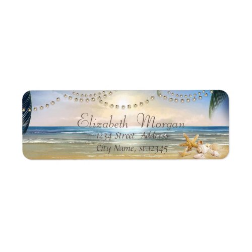 BeachSunsetPalms Seashells Label