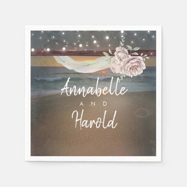 Beach Sunset Paper Napkins (Front)