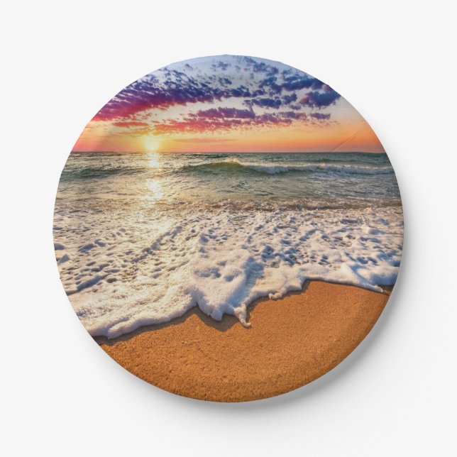 Beach Sunset  Paper Plates (Front)