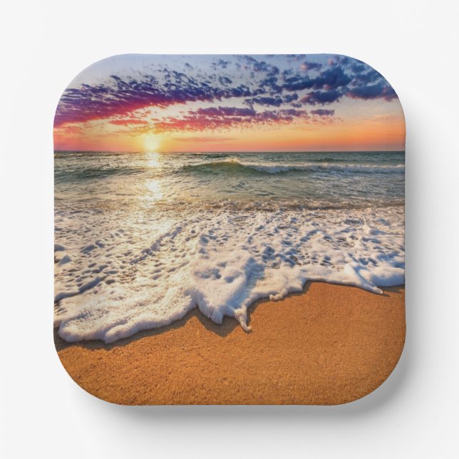 Beach Sunset  Paper Plates (Front)