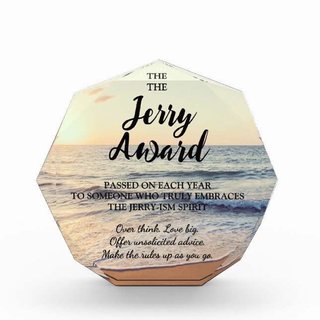 Beach Sunset Personalized Large Acrylic Award (Front)
