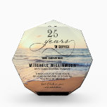 Beach Sunset Personalized Retirement Acrylic Award<br><div class="desc">Medium size custom acrylic block keepsake includes retirement wishes and years of service in chic lettering on a beautiful ocean waves on the beach sunset background. Perfect for business and corporate retirement gifts. MORE sizes and designs in our store.</div>