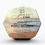Beach Sunset Personalized Retirement Large Acrylic Award<br><div class="desc">Large custom acrylic block keepsake includes retirement wishes and years of service in chic lettering on a beautiful ocean waves on the beach sunset background. Perfect for business and corporate retirement gifts. MORE sizes and designs in our store.</div>