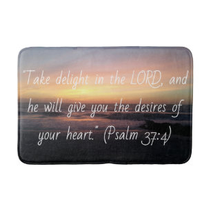 Beach Sunset Photo Print Psalm 37 Inspirational Bath Mat
