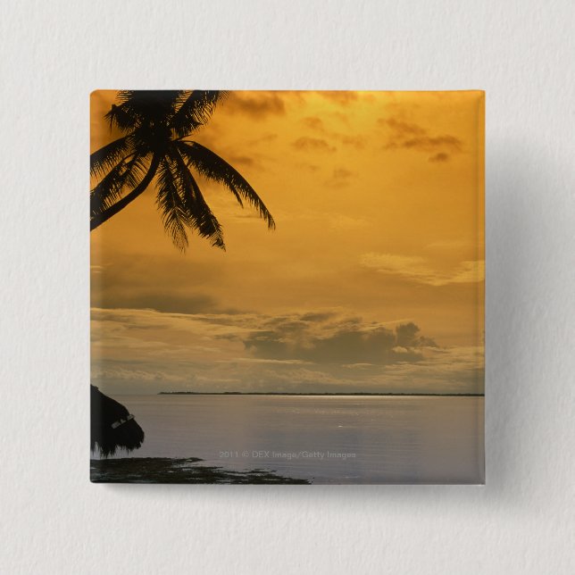Beach sunset pinback button (Front)