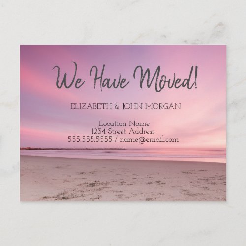 Beach Sunset Pink Moving Announcement Postcard