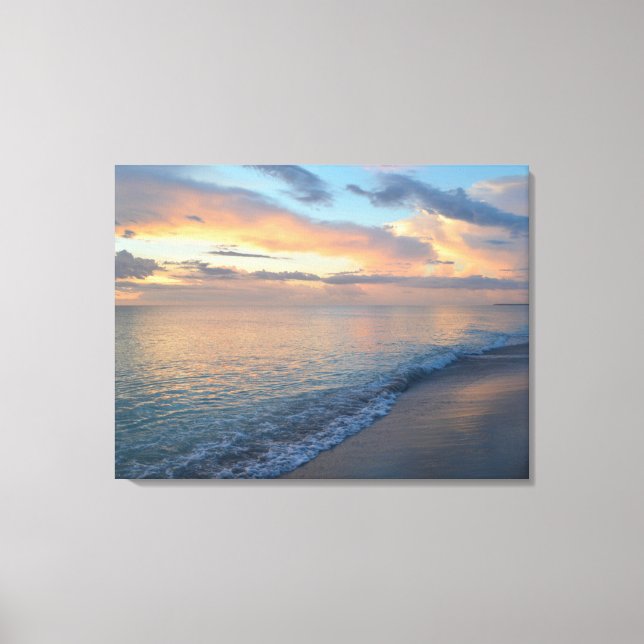 Beach Sunset Reflections On The Water Photographic Canvas Print (Front)