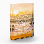 Beach Sunset Retirement Keepsake Gift<br><div class="desc">Custom acrylic block keepsake includes retirement wishes and years of service in chic lettering on a beautiful beach waves sunset background. Perfect for business and corporate retirement gifts.</div>