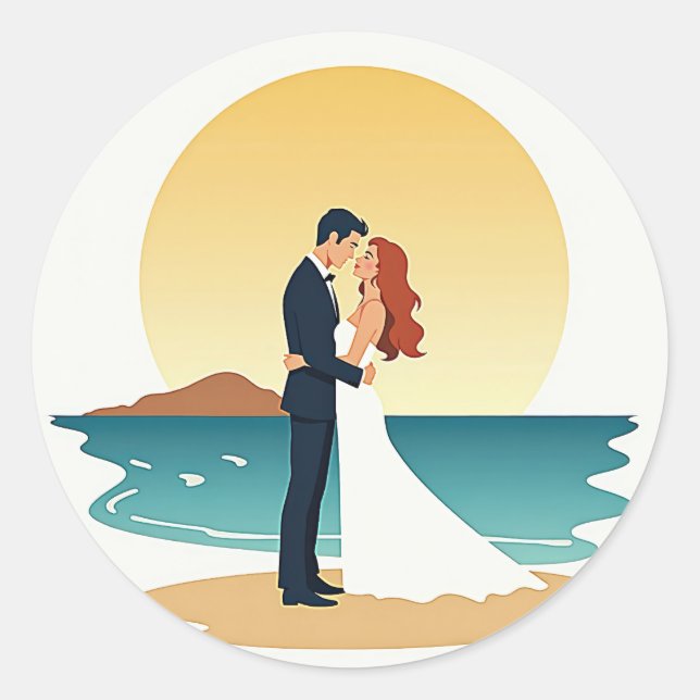 Beach Sunset Romance Sticker (Front)