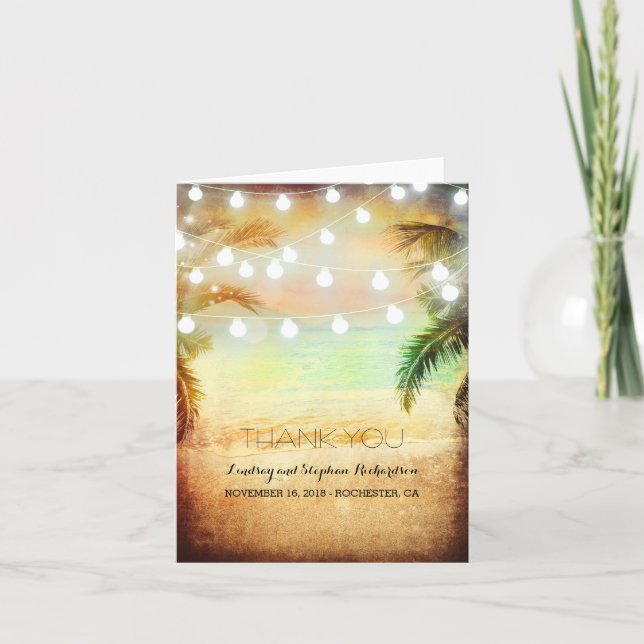 Beach Sunset Romantic Wedding Thank You cards (Front)