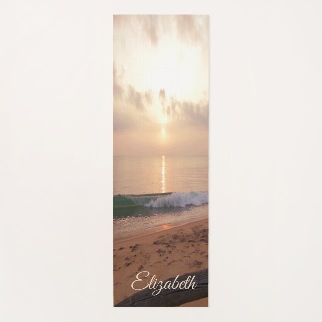 Beach Sunset,Sand ,Waves-Personalized Yoga Mat (Front)