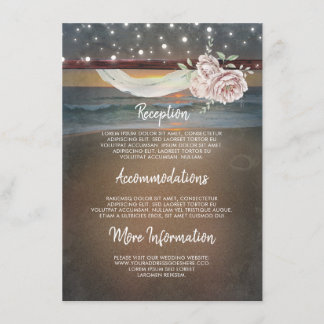 Beach Sunset Scenery Wedding Information Guest Enclosure Card