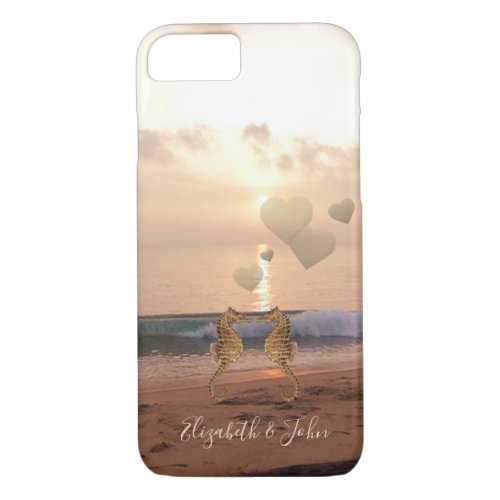 BeachSunset Seahorses In The Love _Personalized iPhone 87 Case