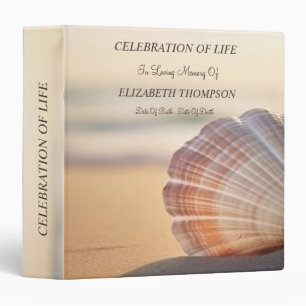 Beach Sunset Seashell Celebration of Life 3 Ring Binder