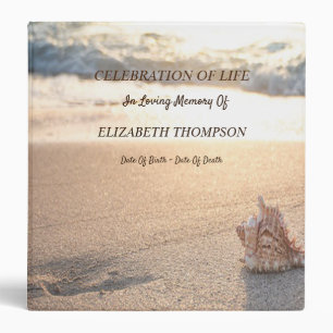 Beach Sunset Seashell Celebration of Life 3 Ring Binder