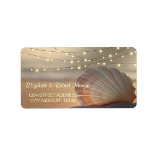 Beach Sunset Seashell Label