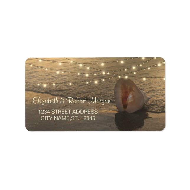 Beach Sunset Seashell String Lights  Label (Front)