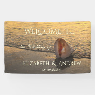 Beach Sunset Seashell Wedding Banner