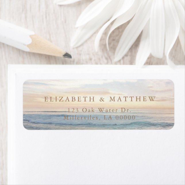 Beach Sunset Seaside/Oceanside Wedding Label (Insitu)