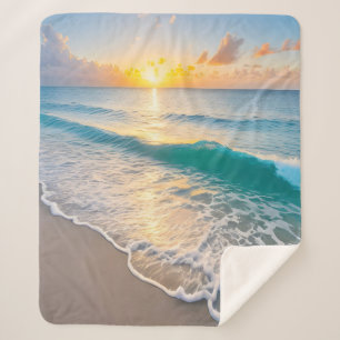 Beach Sunset Sherpa Blanket