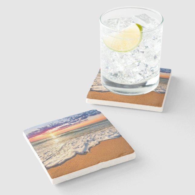Beach Sunset  Stone Coaster (Side)