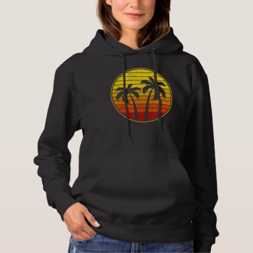 Beach Sunset Summer Palm Tree Tropical Red Hoodie