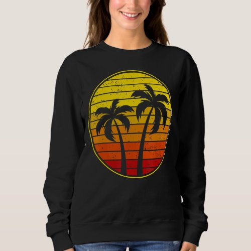 Beach Sunset Summer Palm Tree Tropical Red Sweatshirt