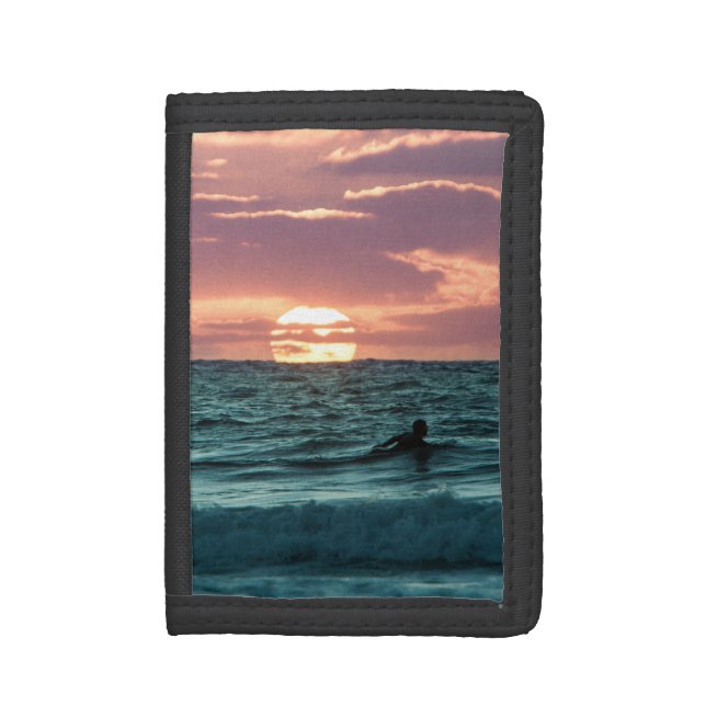 Beach Sunset Surfer | Sports Trifold Wallet (Front Vertical)