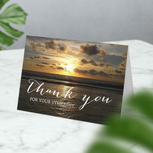 Beach Sunset Sympathy Memorial Letterpress Thank You Card